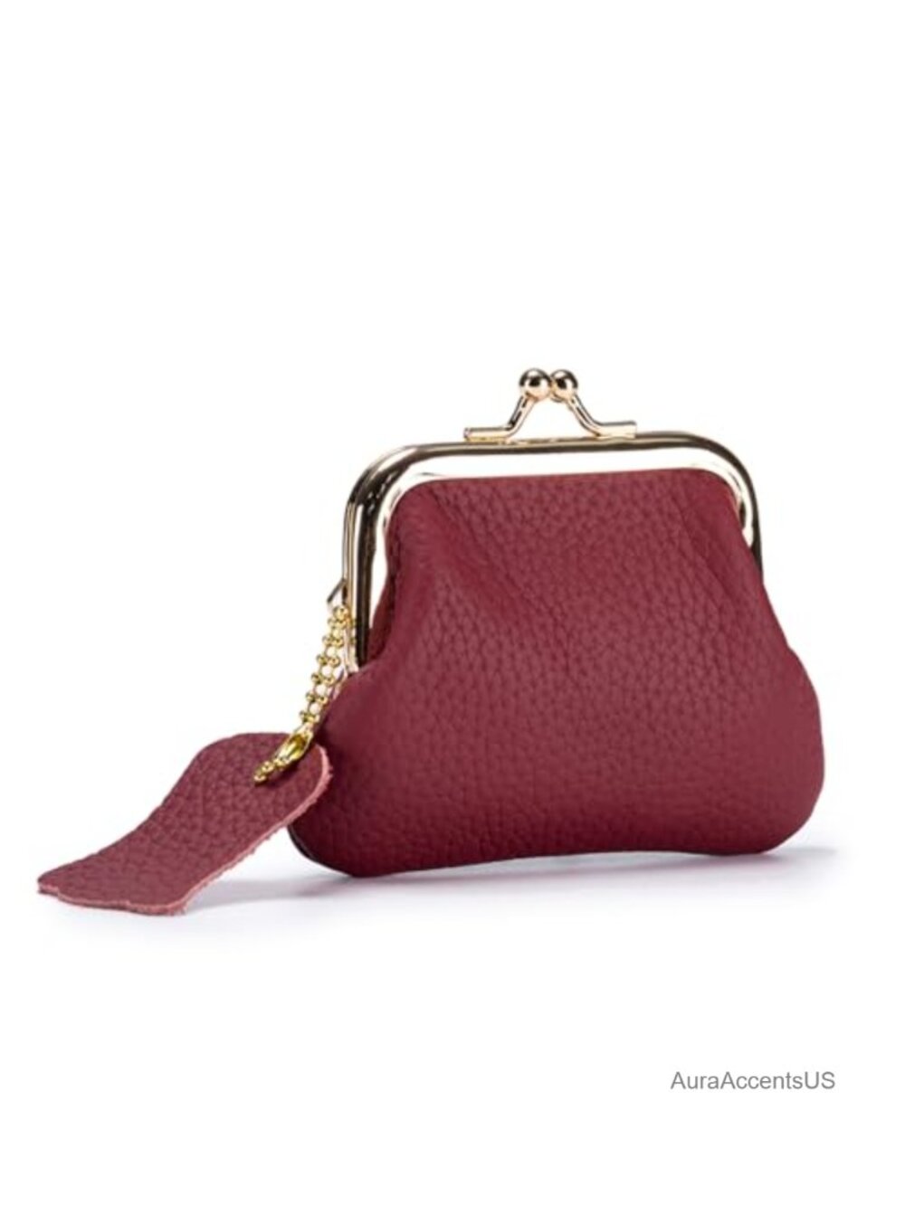 Genuine Leather Kiss Lock Coin Purse - Vintage Small Wallet for Women, Coin &